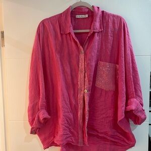 Bright Pink Button-Up Shirt